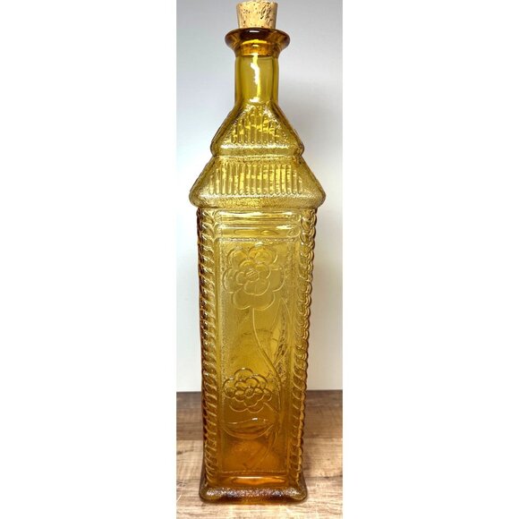 Vintage Gold Glass Floral Decanter Made In Italy - Picture 3 of 5